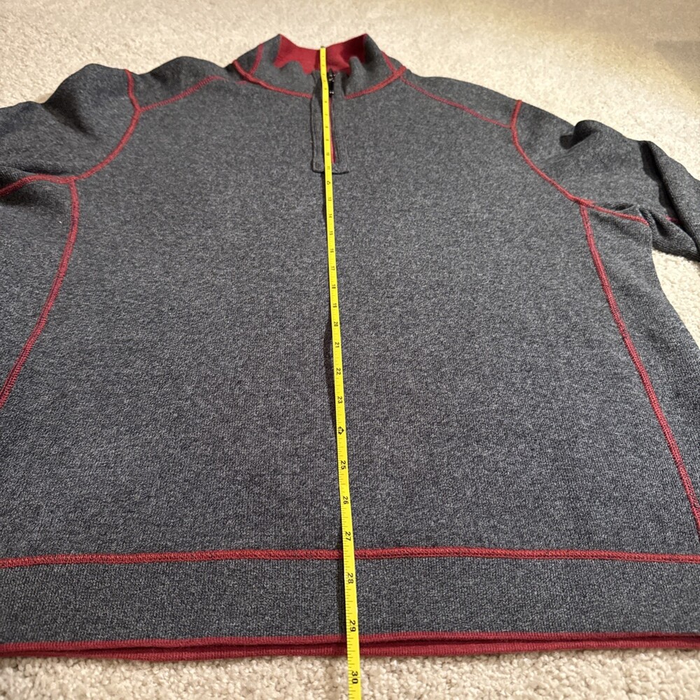 Tommy Bahama Reversible Quarter Zip Pullover Mens Medium Dark Grey/Burgundy Wine - Picture 7 of 9